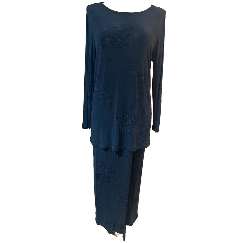 Carole Little Women’s Knit Str 2Pc Tunic+Maxi Skirt Set Size Acetate Lagenlook